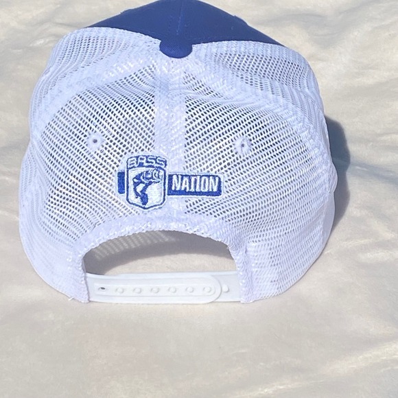 Bass Nation‎ Fishing Trucker Hat Cap Blue White Mesh Snapback NEW - Picture 5 of 9